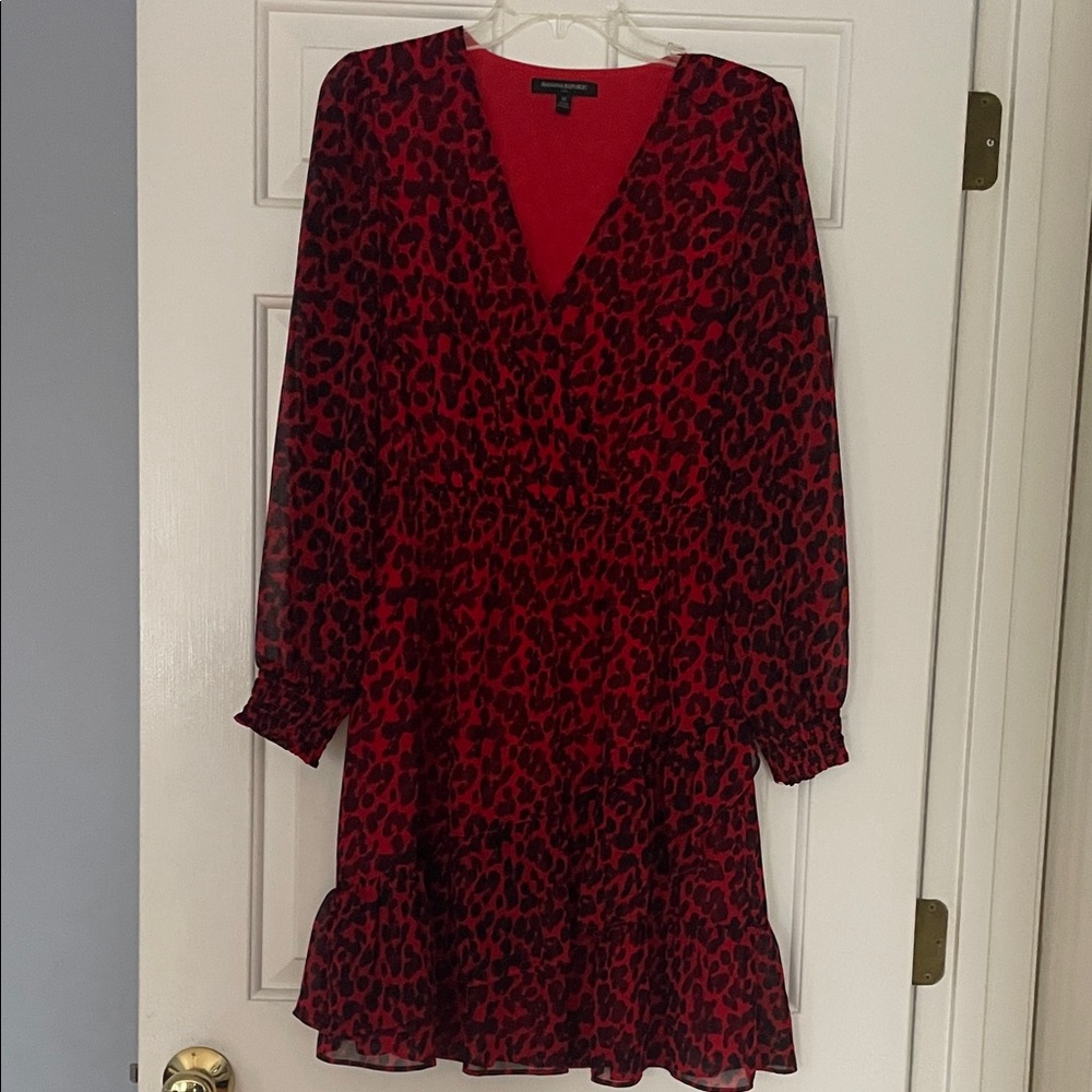 Banana Republic Red and Black Long Sleeve Dress